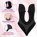 Backless view of backless plunge shapewear bodysuit