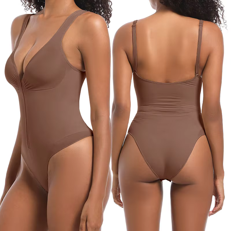 Zipper detail of seamless invisible zip up bodysuit