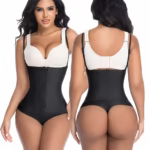 Lifestyle shot wearing high waisted shaping thong with straps