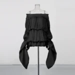 Elegant Pleated Off-Shoulder Flowy Dress - Image 8