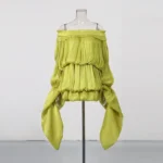 Elegant Pleated Off-Shoulder Flowy Dress - Image 9