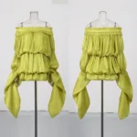 Elegant Pleated Off-Shoulder Flowy Dress - Image 2