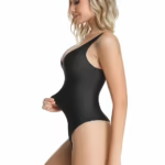 Side profile smoothing of seamless unlined plunge thong shapewear