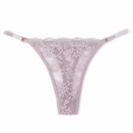 Floral Lace String Thong Panties (6-Pack) in Light Gray - detail view