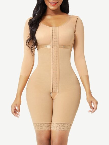 Colombian Hourglass Faja with Arm Compression Sleeves & Lace Trim – Colombian Shapewear by Curviery