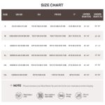 Official bra size chart with upper and under bust measurements.