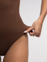Ribbed Zip-Front Sleeveless Shaping Brief Bodysuit - Image 6