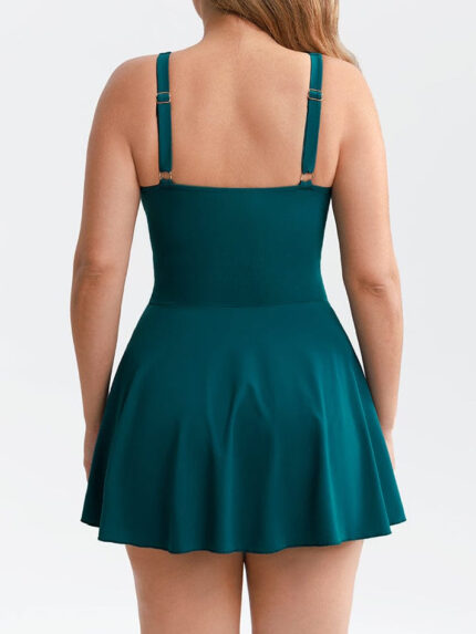 Ruched shaping swimsuit with overskirt